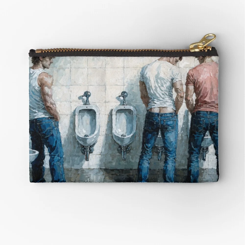 Zipper pouch adorned with gay cruising art, perfect for discreet yet bold personal style.