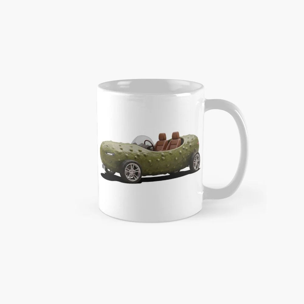 Pickle Car Cucumis GT design on a white mug